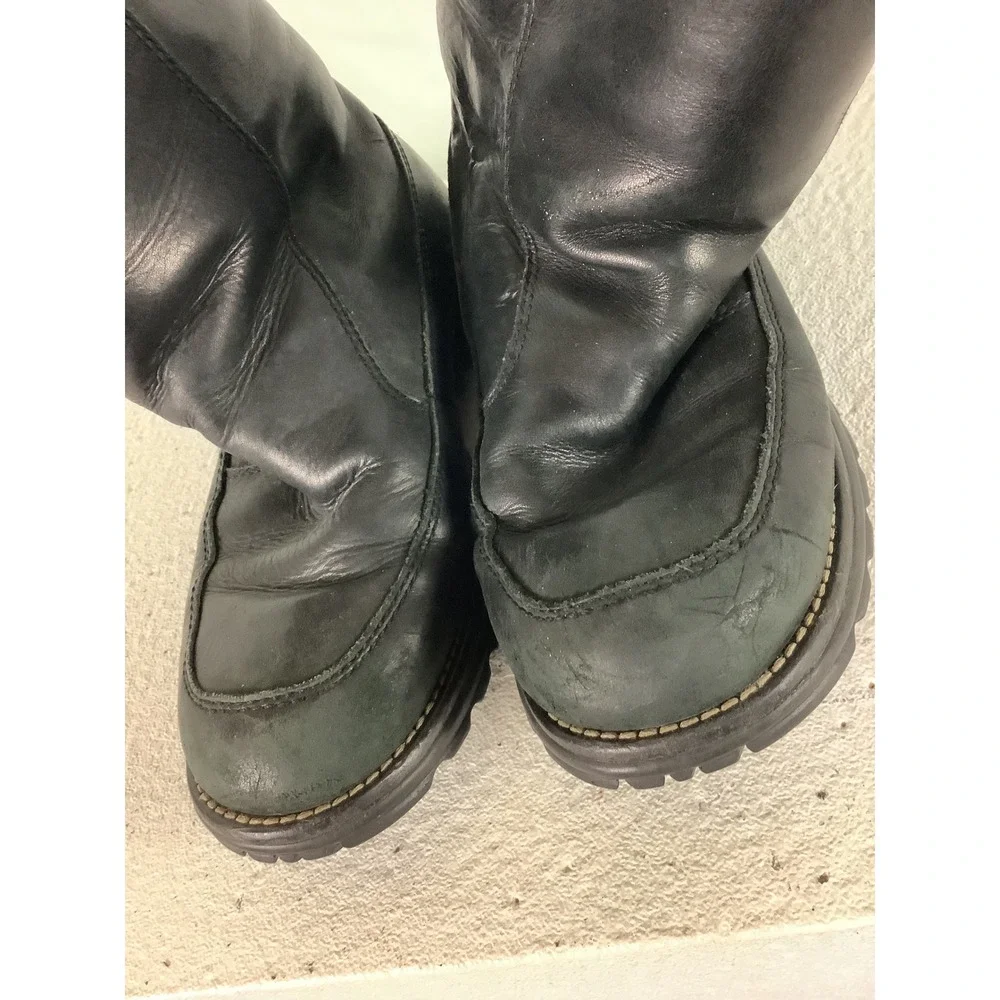 UGG Australia Sundance II Black Leather Shearling Buckle Boots Womens 8 5325